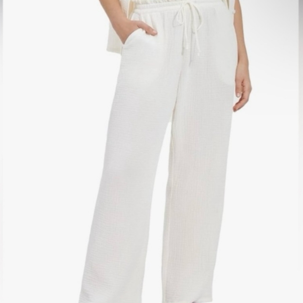 Women's White Drawstring Pants
